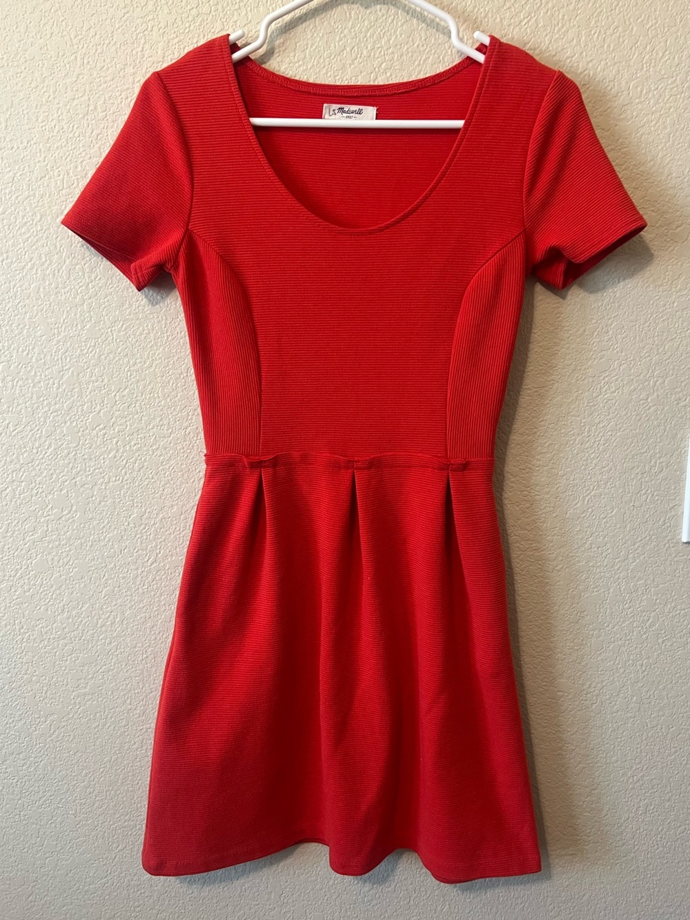 Madewell Red Scoop-Neck Fit & Flare Mini Dress